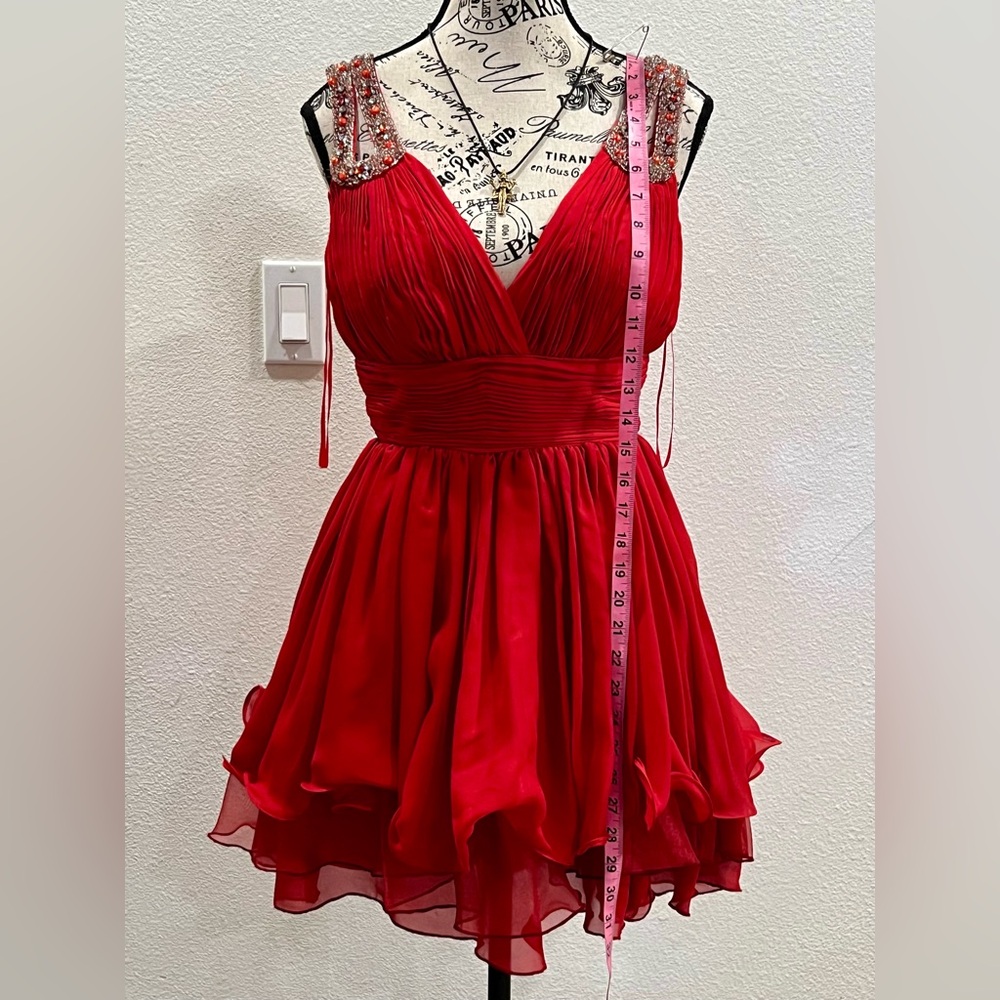 Cocktail dress fluffy red extra short small